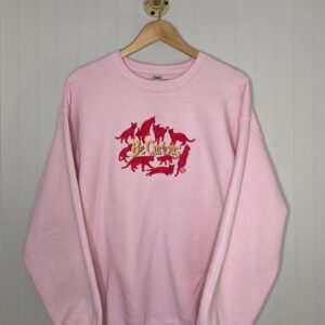 Be Curious Embroidered Sweatshirt with Pink Cats