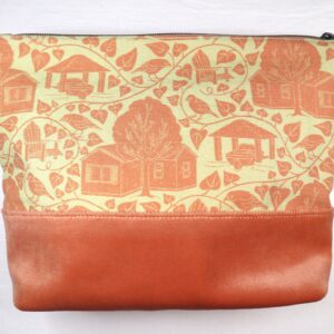 Zipped Pouch - Cottage Toile with Velvet