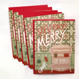 Set of 5 So Very Merry Holiday Cards - Cat Version