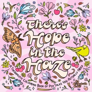 There's Hope in the Haze Book Cover featuring celestial, animal and plant motifs on a pale pink background.